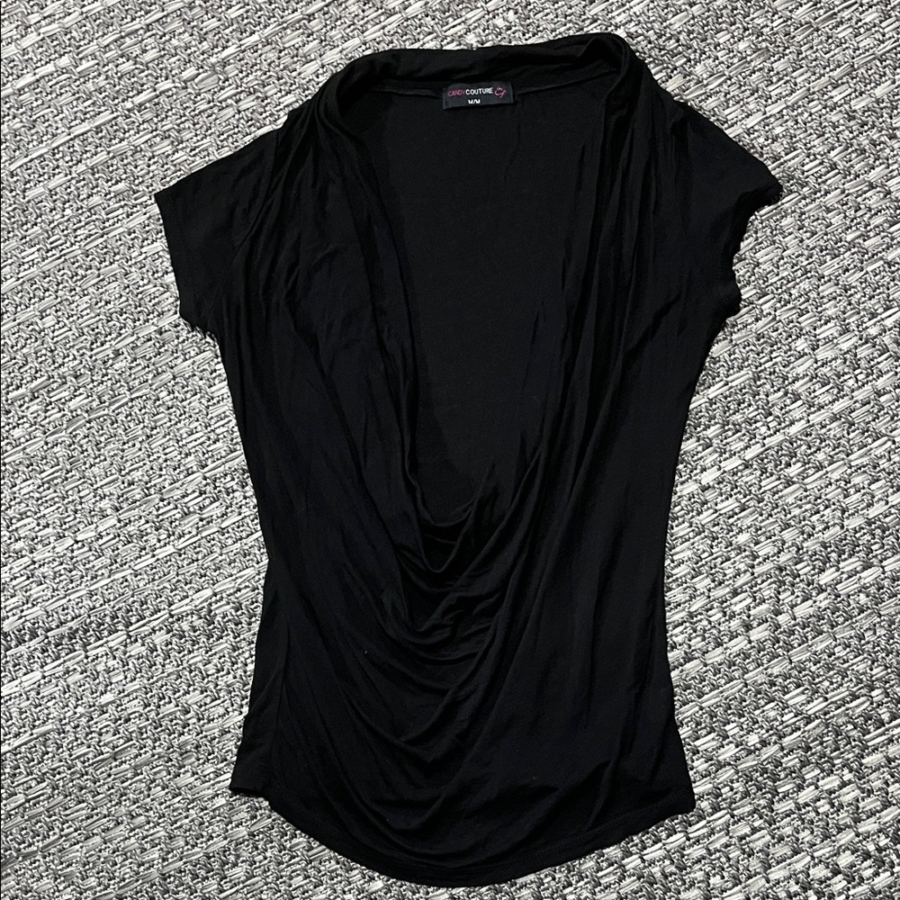 Candy Couture | Deep Cowl Neck Short Sleeve
